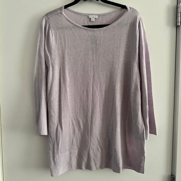 New J. Jill Top Lilac Crew Neck Linen Blend Knit Pullover 3/4 Sleeve Sz XL Women - Picture 1 of 7